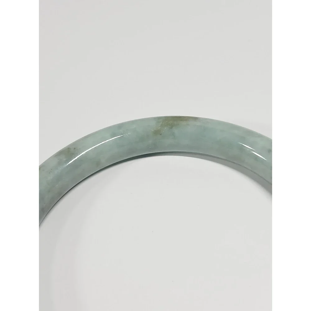 Jadeite Jade Bangle Bracelet Light Green Grey ~2.5